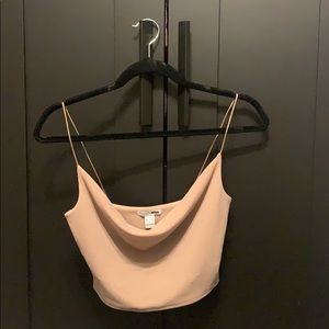 Fashion Nova Cowl Neck beige crop top